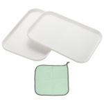9.5x6.9" Rectangular Plates, 2 Pack Wheat Plastic Dinner Plates, White