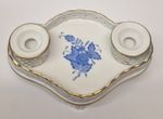 Rare Vintage Herend Hungary Bouquet Blue Hand Painted Inkstand Inkwell