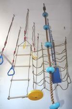 4 Pieces Indoor Doorway Gym Set Includes Swing Chair, Trapeze, Rope, Hanging Bed