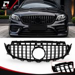 MERCEDES E CLASS W213 C238 2016-2019 GT STYLE FRONT GRILLE GRILL GLOSS BLACK