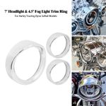 7" Headlight+4.5"Fog Light Visor Trim Ring For Harley Dyna FLD Touring Road King