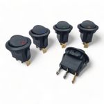 12V LED Rocker Switch Light Round Black ON/OFF Switches for Car Van Dash Boat