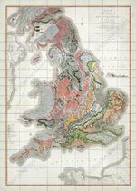 Antique First geological map ENGLAND & WALES Britain Smith 1815 art print poster