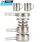8Pcs Camping Cookware Portable Outdoor Picnic Hiking Cooking Equipment Pan Pot