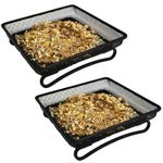 2 x Wild Bird Feeder Tray Raised Ground Feeding Table Metal Micromesh Floor