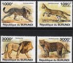 AFRICAN WILD CATS (Cheetah / Serval / Lion / Leopard) Stamp Set (2011 Burundi)