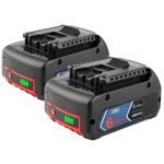 2x 18V 6.0Ah Li-ion Battery For Bosch BAT609 BAT610 BAT618 BAT620 17618 25618-01