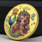 I Win Mermaid Challenge Coin Fantasy Collectible Golden Lucky Collectible Medal