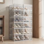 12x Folding Shoe Box Storage Case Plastic Box Transparent Stackable Shoe Display