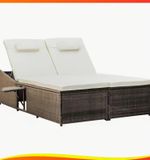 Outsunny 2 Seater Double Rattan Sun Lounger Recliner Day Bed Outdoor Wicker Sofa