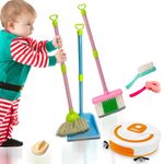 Kids 7PC Vacuum Cleaner With Cleaning Set Mop Brush & Broom Pretend Play Set Toy