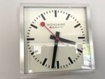 Mondaine Swiss Rail Wall Clock 250mm Square Aluminium Case - Mint condition