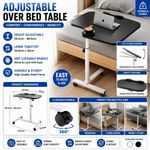 Medical Overbed Bedside Table Adjustable Height with Wheels Hospital Home Desk