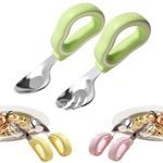 2Pcs Child Tableware Baby Fork Spoon Set Baby Cutlery Silicone Handle Spoon