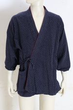 Vintage Japanese Kasuri Noragi Jacket Indigo Kasuri Kimono Working Jacket Showa