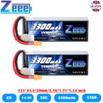 2X Zeee 14.8V 4S LiPo Battery 3300mAh 50C XT60 for RC Car Truck UAV Airplane FPV