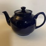 Sadler Teapot Cerulean Blue Block Pattern Made In England
