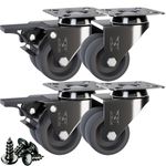 DSL Twin Caster Wheels Set of 4 TPR Heavy Duty Braked 50mm Swivel Castor Wheels