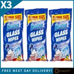 3 x GLASS WINDOW CLEANER WIPES 50PK SHINY SURFACES STREAK-FREE JUMBO XTRA STRONG