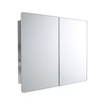 Bathroom Mirror Cabinet Wall Hung Mount Double Door Storage Unit Stainless Steel