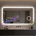 LUVODI LED Bathroom Mirror with Lights Bluetooth Speaker Anti-Fog Shatter-Proof