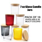 18 Pack 7oz Mixed Candle Jars with Bamboo Lids –Thick Glass, Multi-Colour Option