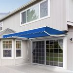 Blue Garden Patio Awning Canopy Retractable Sun Shade Cafe Manual Shelter New