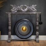 50cm Handmade Balinese Gong with Carved Wooden Stand – 15kg
