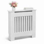 White Wooden Slatted Grill Radiator Cover MDF Cabinet - Small/Medium/Large