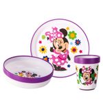 Disney Minnie Mouse 3pcs Bicolor Kids Dinner Tableware Set Plate, Bowl & Tumbler