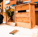 rustic handmade wooden wedding postbox