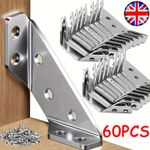 60PCS Universal Furniture Corner Connector Stainless Steel Angle Corner Bracket