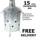 Garden Incinerator Small Fire Bin Galvanised 15L Burning Wood Paper