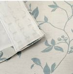 3" Pencil Pleat Curtains Pair Bird Trail Floral Jacquard Curtina Duck Egg 