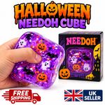 Halloween NeeDoh Cube Squeeze Squish Toy Solid Fidget Toy with Hidden Mini Charm