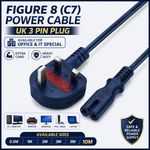 UK FIGURE 8 POWER CABLE C7 LEAD 2 PIN TV PS5 PS4 XBOX LAPTOP MAINS 1M–10M LOT