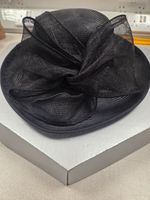 House Of Fraser Black Occasion Hat Fascinator Wide Brim Wedding Ascot UK