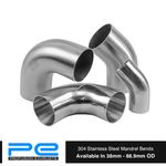 45 90 Degree 304 Stainless Steel 1D Satin Mandrel Exhaust Pipe Bend Elbow