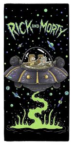 Rick And Morty Ufo Multi Colour Printed Swimming Summer Beach Bath Towel