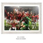 Man Utd hand Signed Moscow 2008 CL 16x12 TEAM Photo Autograph - PSA Approved COA