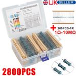 2800pcs 1 ohm - 10M ohm 64 values 1/4W Metal Film Resistors Assortment Kit Tools