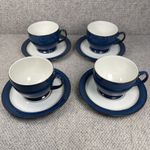 Denby Boston Blue Breakfast Cup & Saucer X 4 Unused New Stoneware VGC