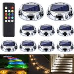 LED Solar Deck Lights 9 Colors Outdoor Garden Patio Pathway Driveway Floor Lamp