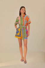 colourful panels summer lace print romper playsuit UK 12