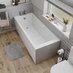 Modern Bathroom Single Ended 1800 x 800mm Straight Bath Square Acrylic White