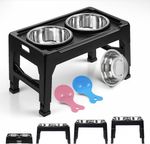 Dog Feeding Stand Station (Adjustable S-L ) Stainless Double Raised Bowls Steel