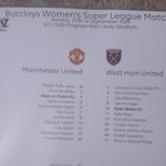Manchester United Women v  West Ham Women  WSL OFFICIAL COLOUR TEAMSHEET 27/9/26