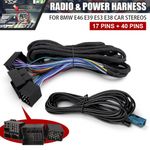6m Extension Radio & Power Wiring Harness For BMW E46 E39 E53 E38 17 + 40 Pins
