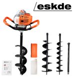 eSkde 52cc Petrol Earth Auger Post Hole Borer Drill Kit 3 Bits + Extension EA52