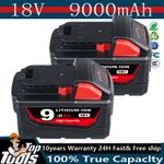 2x 18V 9.0Ah M-18 Li-ion Battery for Milwaukee 48-11-1828 48-11-1850 48-11-1860